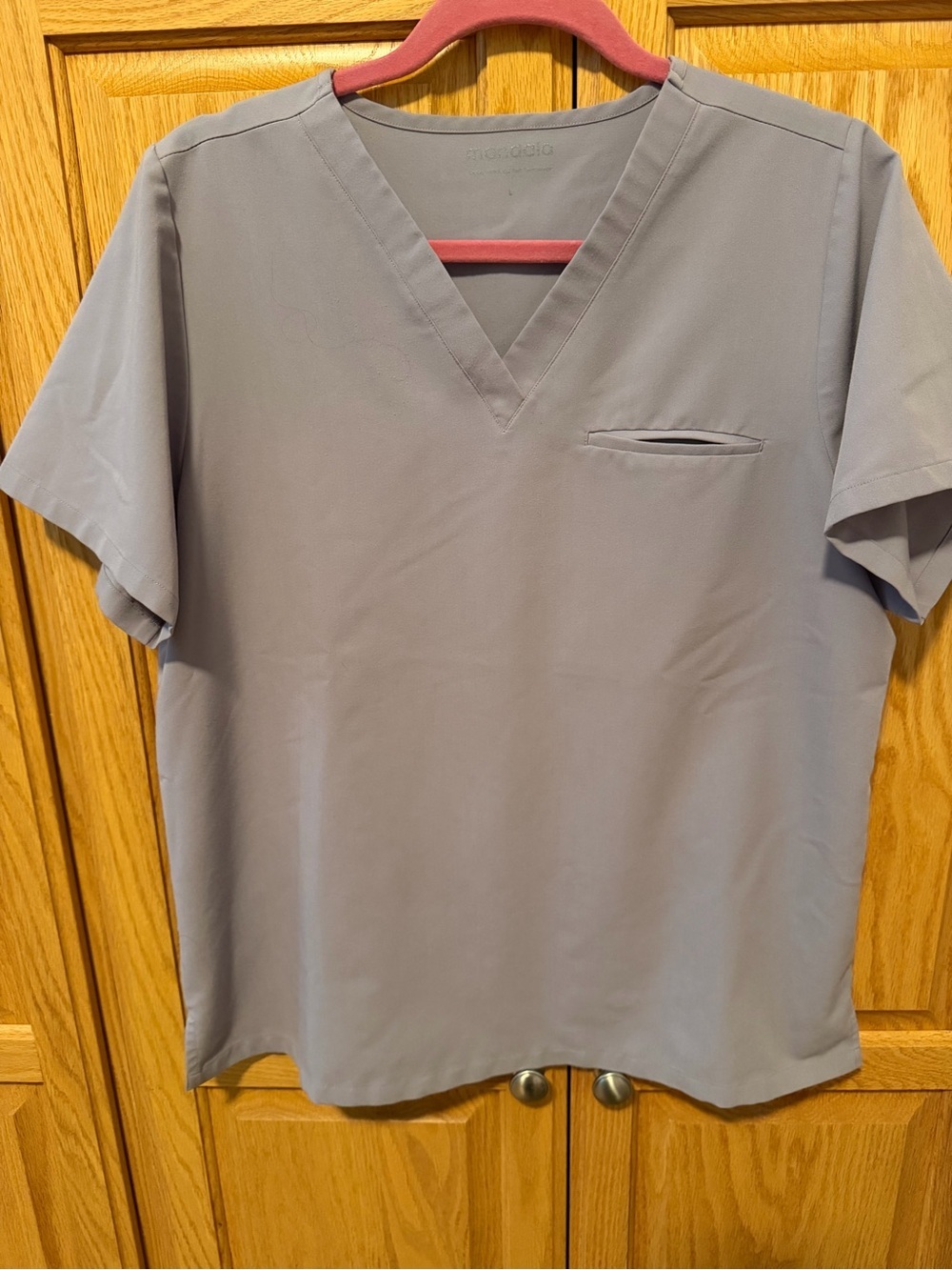 Women’s Mandala V-Neck Scrub Top - Light Purple Gray - Size Large